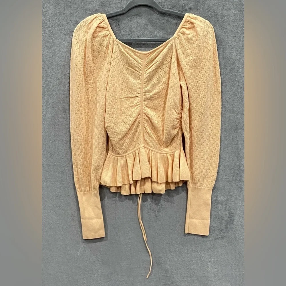 Ulla Johnson Leland Pointelle Knit Top‎ In Honey Peach Women's Size Small NWT